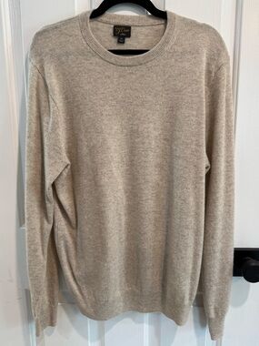 J. Crew Men's Crewneck 100% Cashmere Sweater in Light Taupe